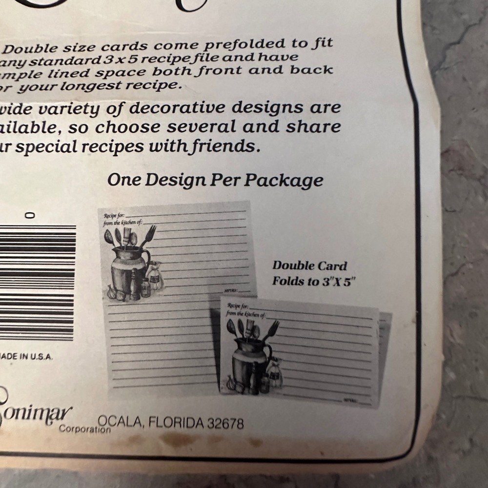 Vintage Conimar Recipe Cards 20 Double Lined 3x5 Folded Kitchen Stationery USA - Picture 2 of 6